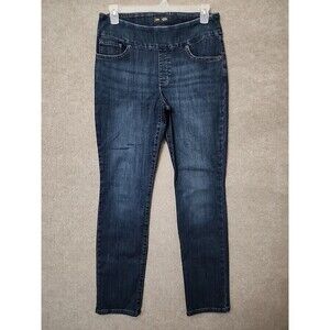 Lee Sculpting Mid Rise Slim Fit Pull On Jeans Womens 14 Long Blue Slim Leg